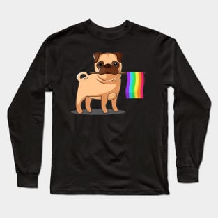 Pull Dog Rainbow Flag Costume Gift Long Sleeve T-Shirt